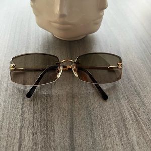 Gold Chanel Rimless Sunglasses